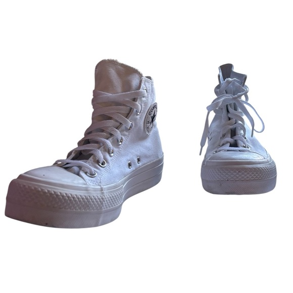 Custom ‘dog person’ Embroidered Converse Women's White HighTop Platform Sneakers - Picture 2 of 13